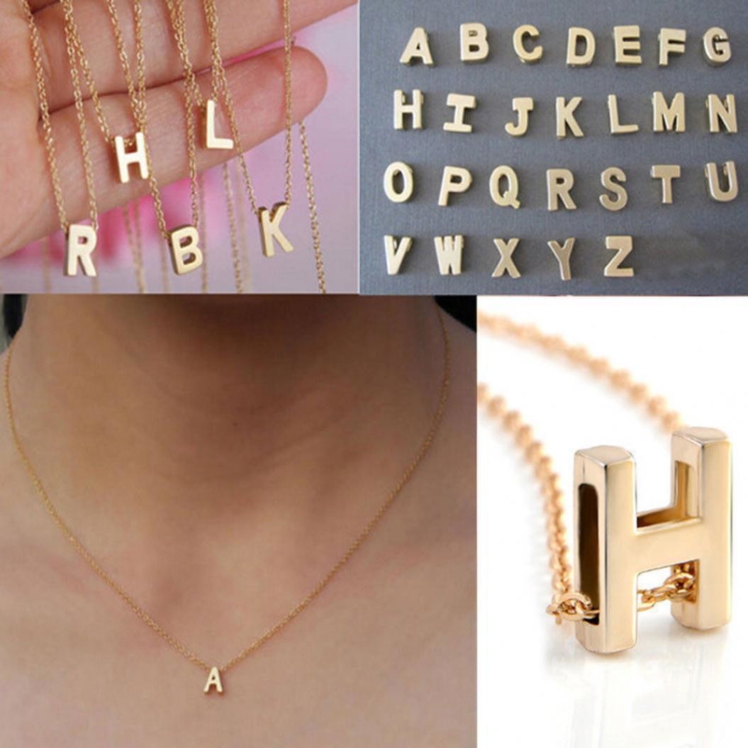 Fashion Women Gold Plated Initial Alphabet Letter A-Z Pendant Chain Necklace Fashion Women Gold Plated Initial Alphabet Letter A-Z Pendant Chain Necklace