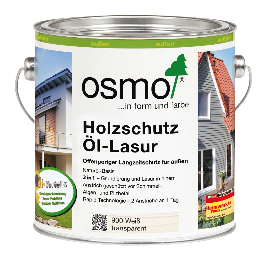 OSMO Holzschutz Öl-Lasur 900 Weiß, 750 ml 207260110