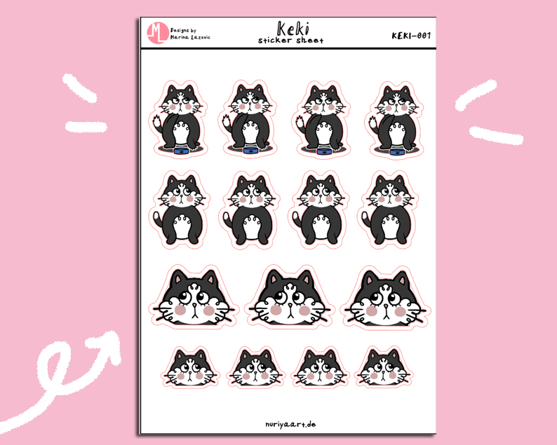 Keki Stickersheet - Cute "Keki the Cat" Planner Stickers KEKI-001
