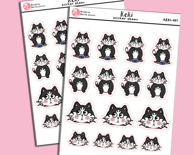Keki Stickersheet - Cute "Keki the Cat" Planner Stickers