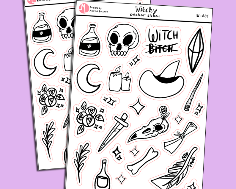 Witchy Stickersheet - Magical Witchcraft Planner Stickers