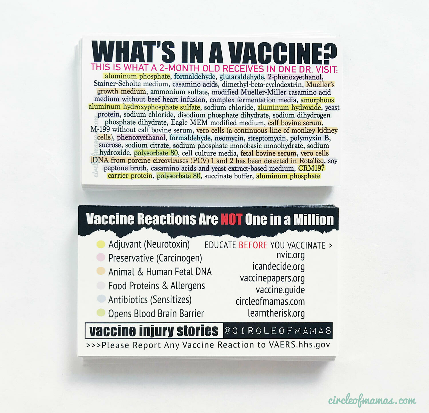 Info Cards - What's In A Vaccine? (qty. 100) Info Cards - What's In A Vaccine? (qty. 100)