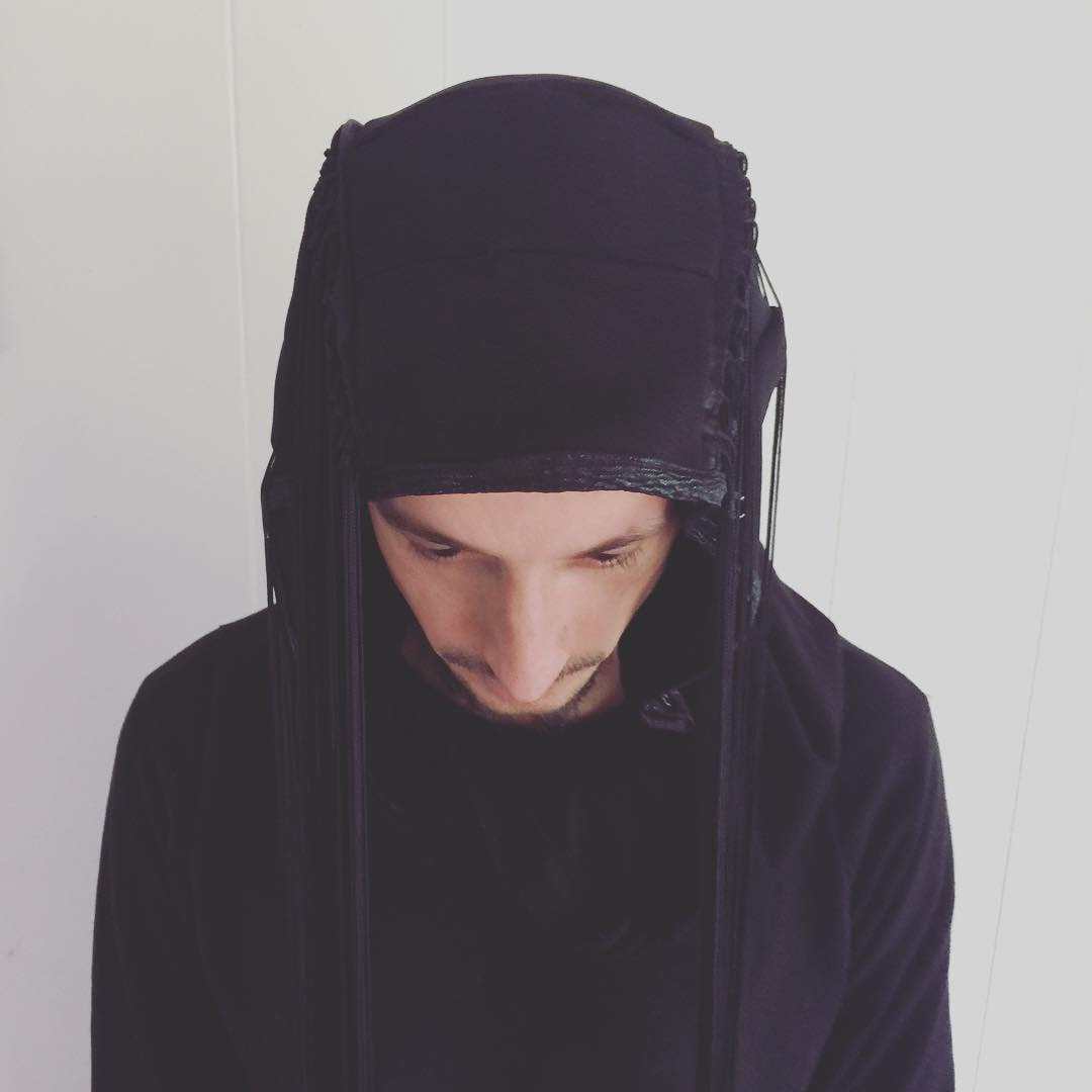 Men's black fringe head cap