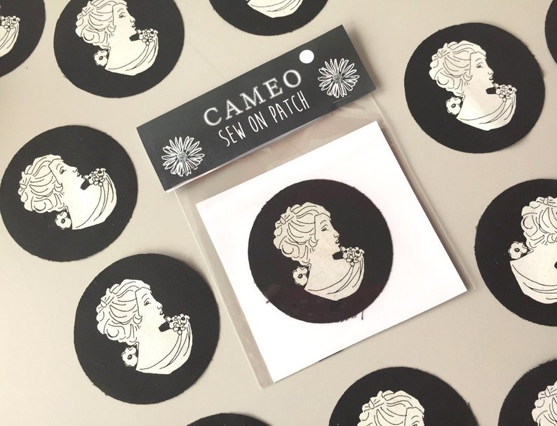 Screenprint cameo fabric patch