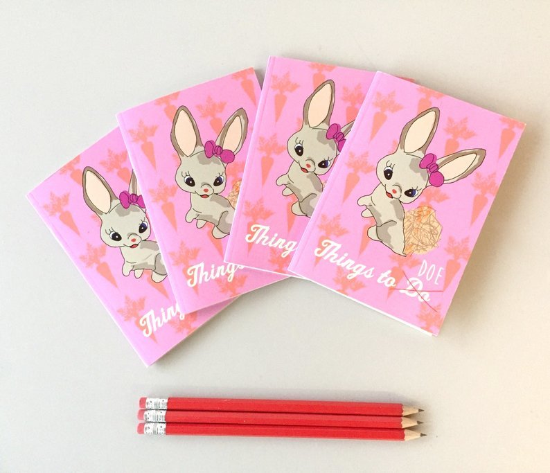 Pink bunny things to do A6 notebook 00014