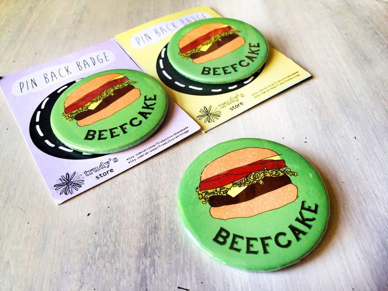 Beefcake burger badge 00023