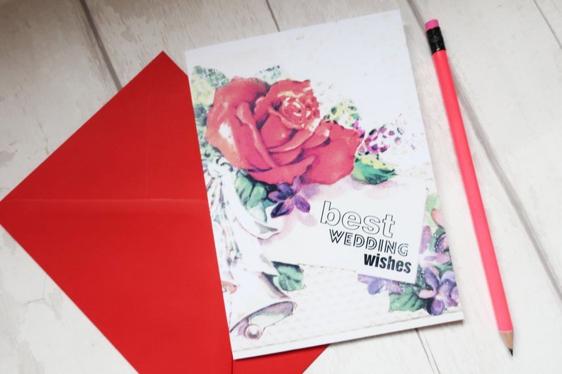 Vintage grunge Wedding congratulations card 00033