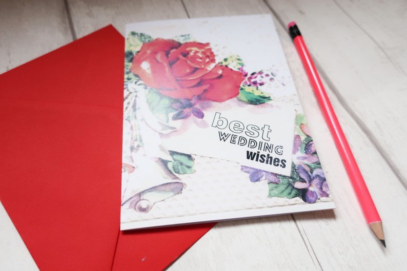 Vintage grunge Wedding congratulations card