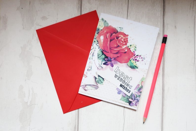 Vintage grunge Wedding congratulations card