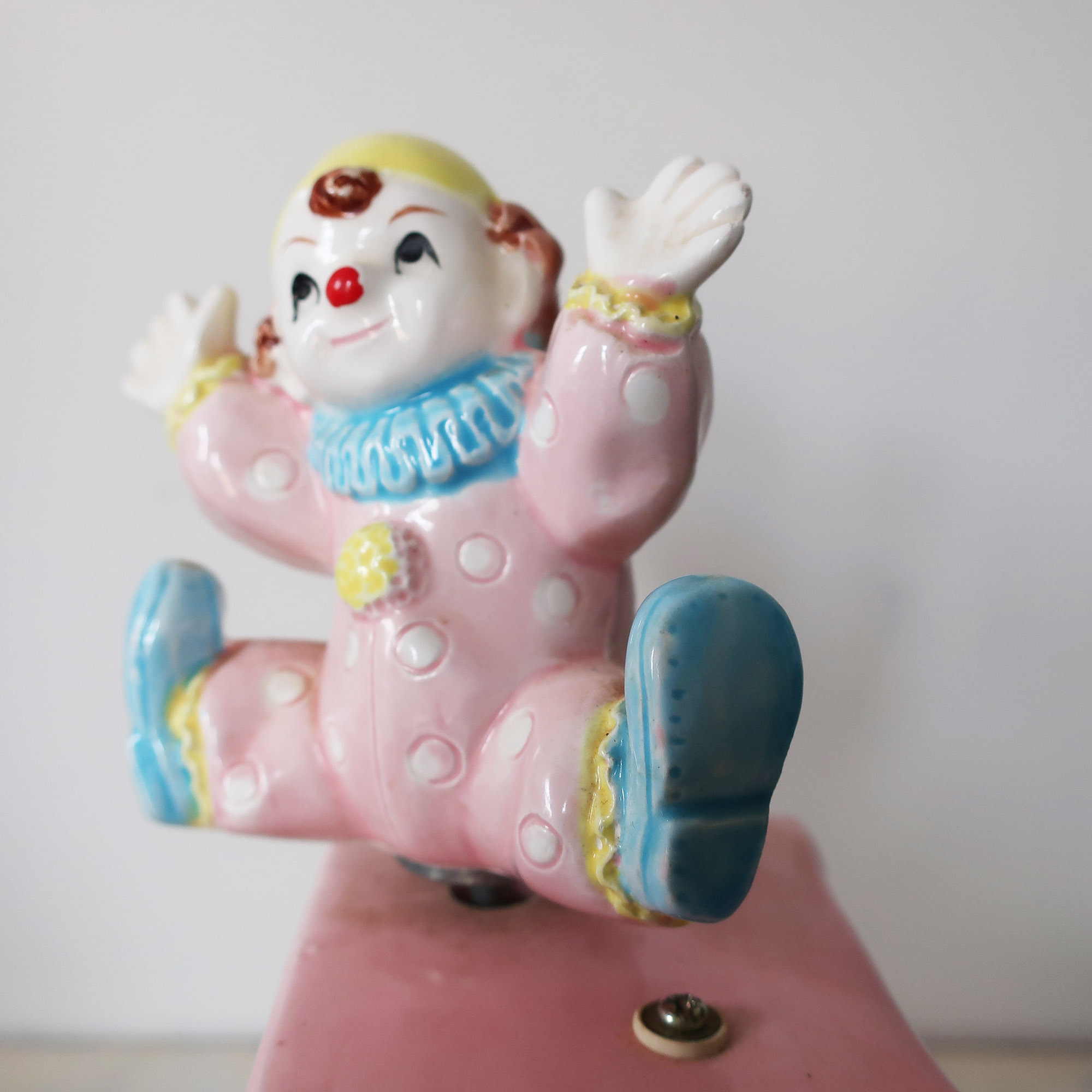 Vintage nursery musical clown planter