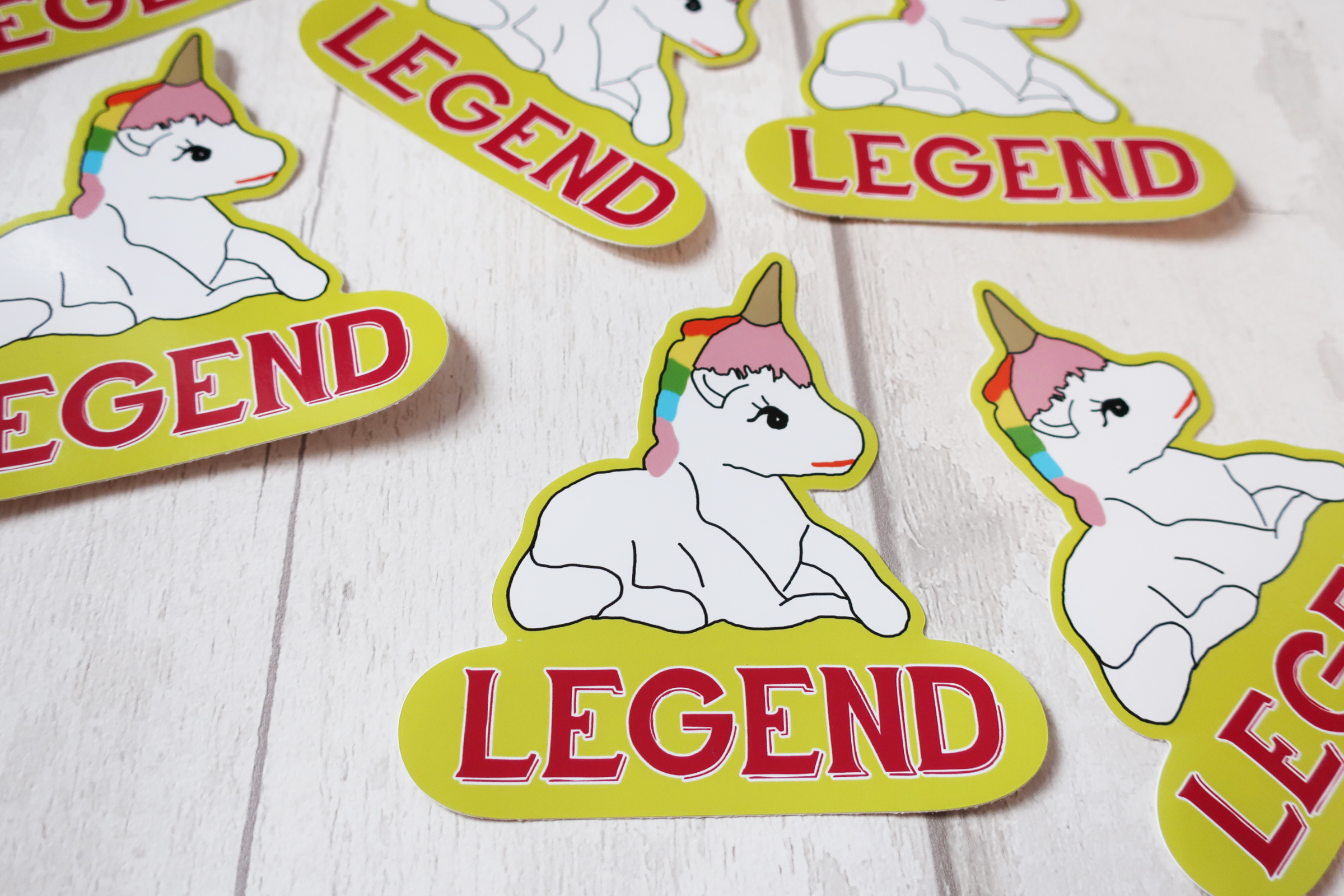 Cute unicorn shaped " Legend" sticker
