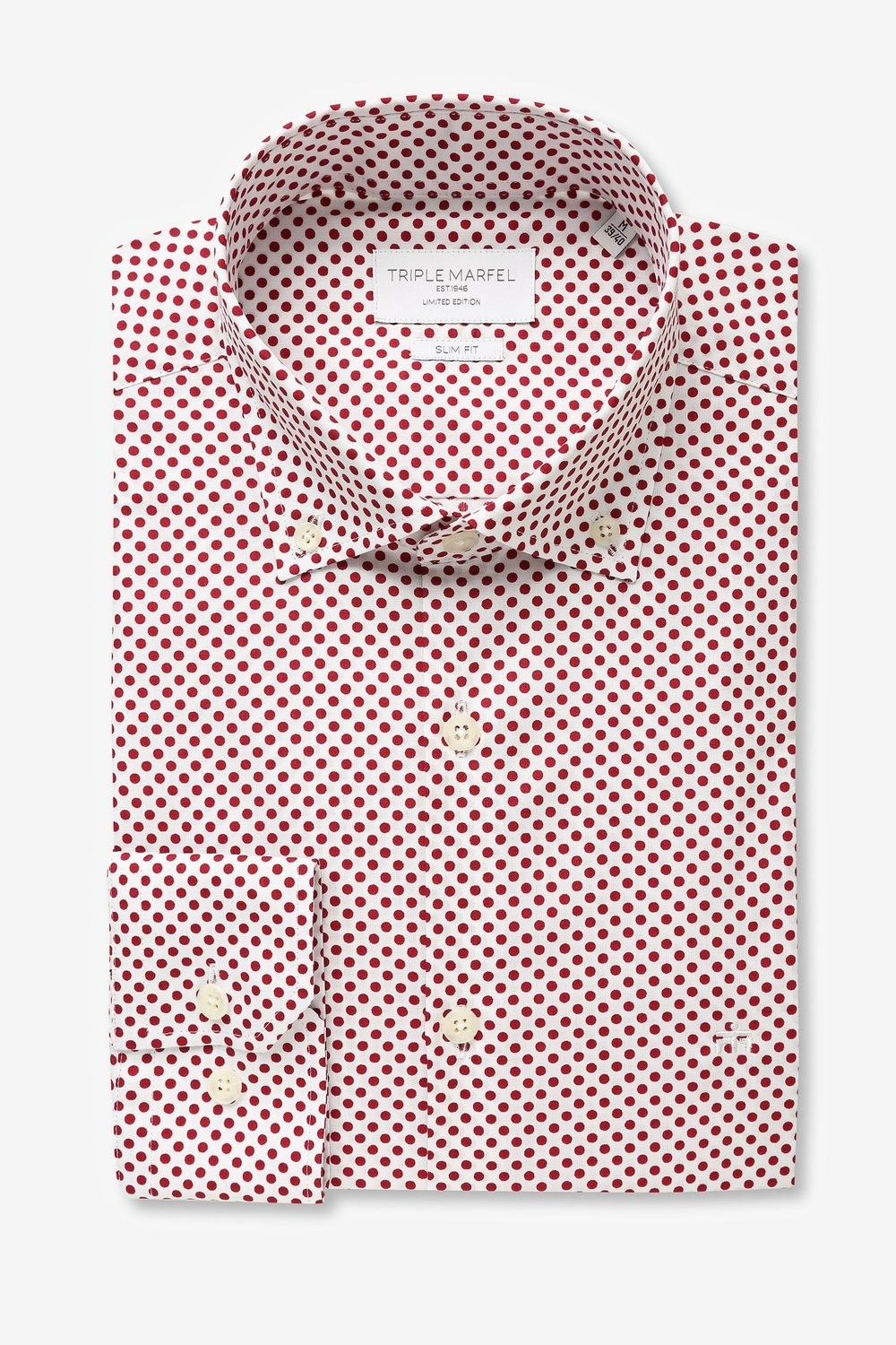 CAMISA ESTAMPADA COM BOLINHAS VERMELHAS