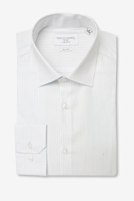 CAMISA BRANCA RISCAS AZUIS