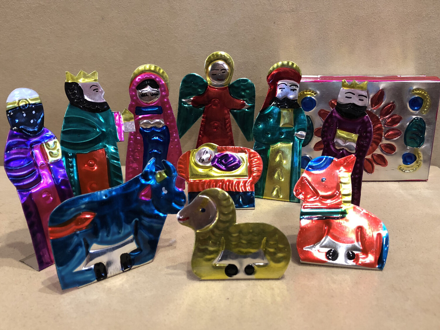 Mexican Painted Tin Nativity- Small Mexican Painted Tin Nativity- Small