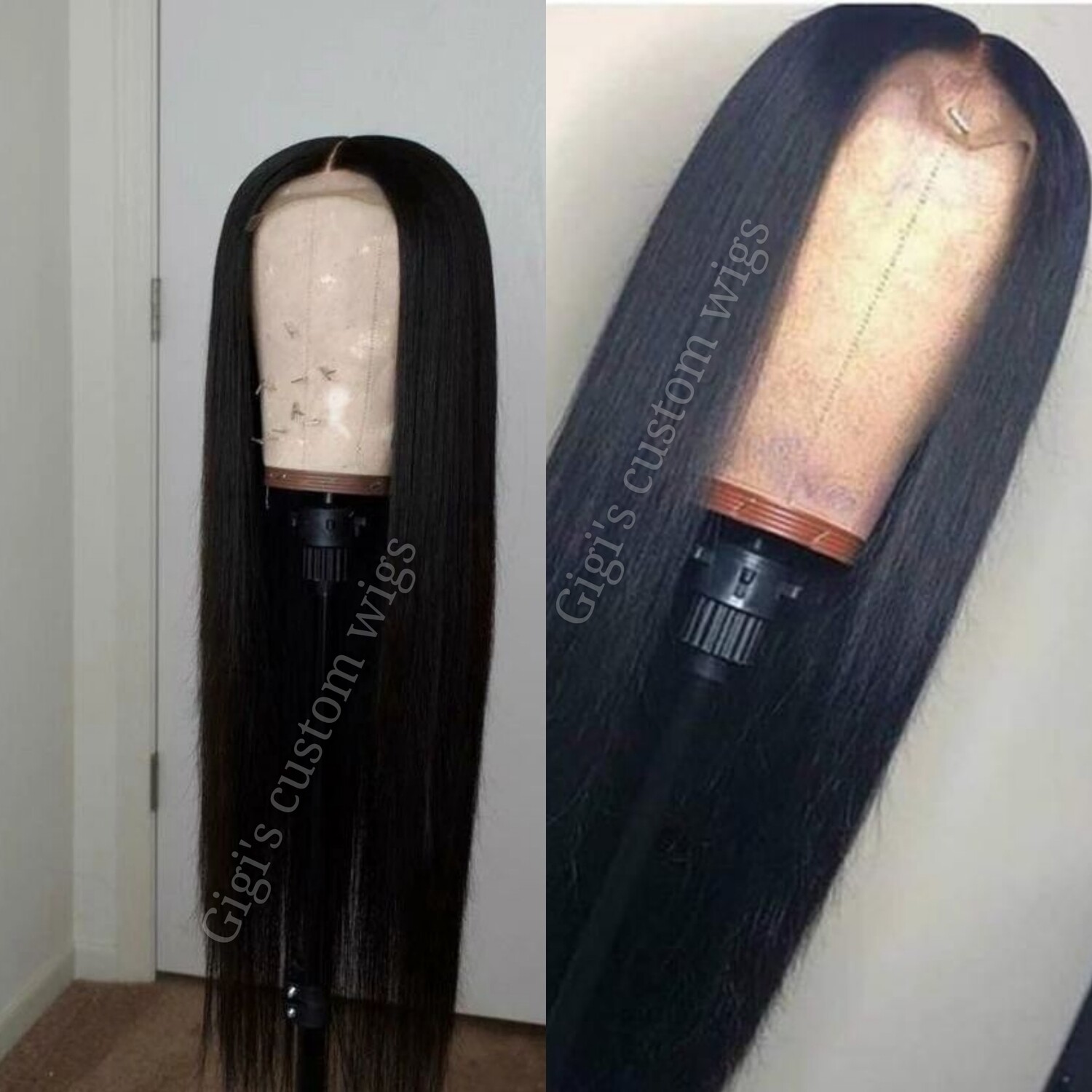 Middle Part Bone Straight Custom Handmade Wig