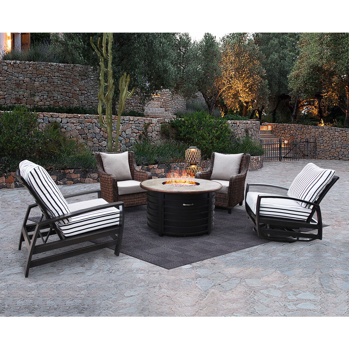 5 Piece Patio Conversation Set With Fire Pit