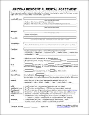 arizona pre inspection home agreement form