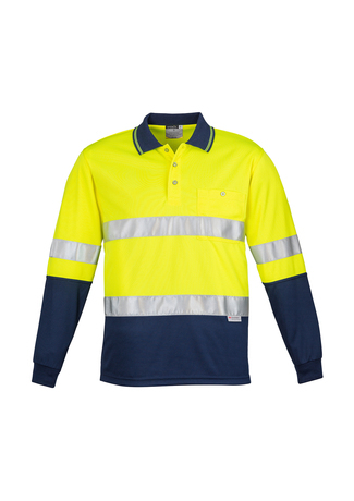ZH235 Mens Hi Vis Spliced Long Sleeve Polo