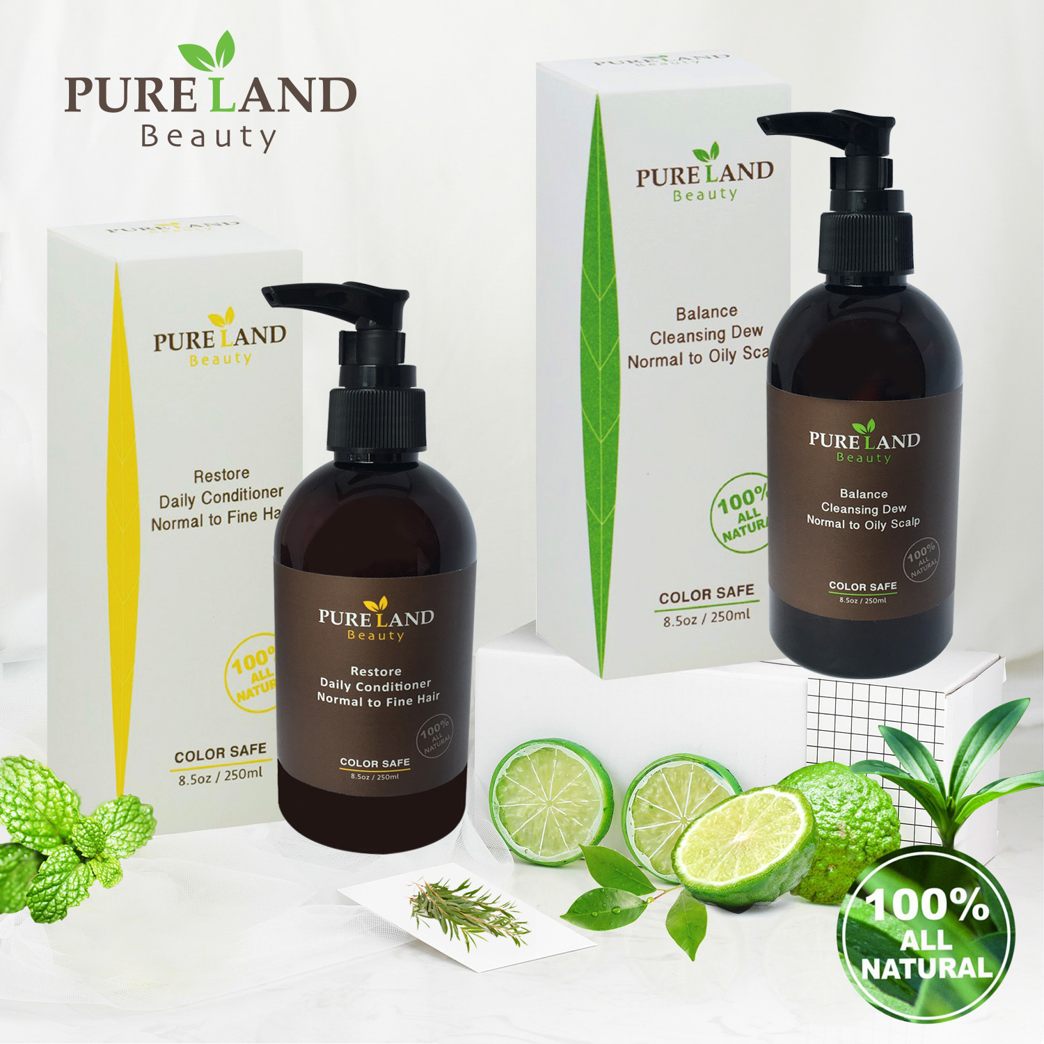 Pureland Beauty Balance Cleansing Dew and Restore Daily Conditioner Set - All Natural, for Normal to Oily Scalp,reducing unbalanced scalp disorders DEEP CLEANSING 00000