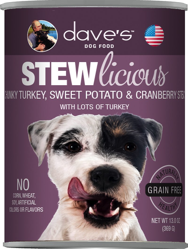 Dave's Stew Licious Chunky Turkey, Sweet Potato and Cranberry Stew Formula Canned Dog Food 13oz 00069
