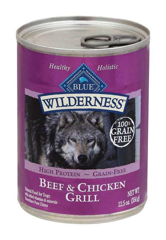 Blue Buffalo Blue Wilderness Beef and Chicken Grill Formula Canned Dog Food 12.5oz 00075