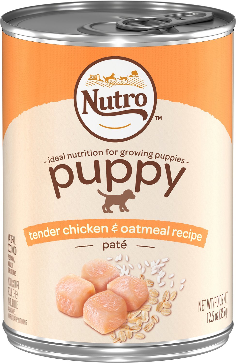 Nutro Puppy Tender Chicken and Oatmeal Pate Formula Canned Dog Food 12.5oz 00082