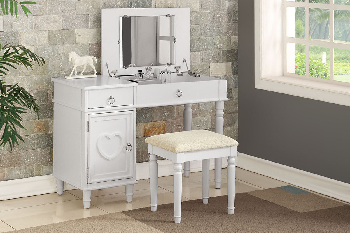 VANITY WITH STOOL IN WHITE VANITY WITH STOOL IN WHITE