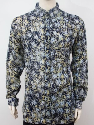 Karyaneka Casual Long Sleeve Abstract Design Batik Shirt (Greyish-Multicolor) 0650104006025C