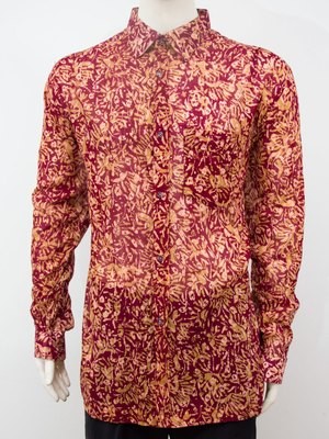 Karyaneka Casual Long Sleeve Abstract Design Batik Shirt (Orange-Red) 0650104006025B