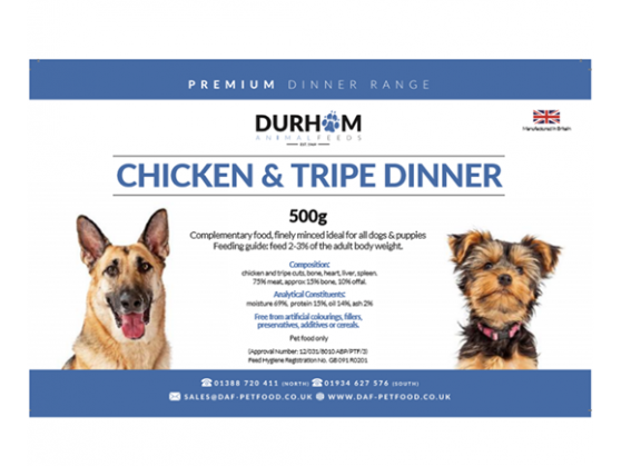 Durham - Chicken & Tripe Dinner - 500g Durham - Chicken & Tripe Dinner - 500g