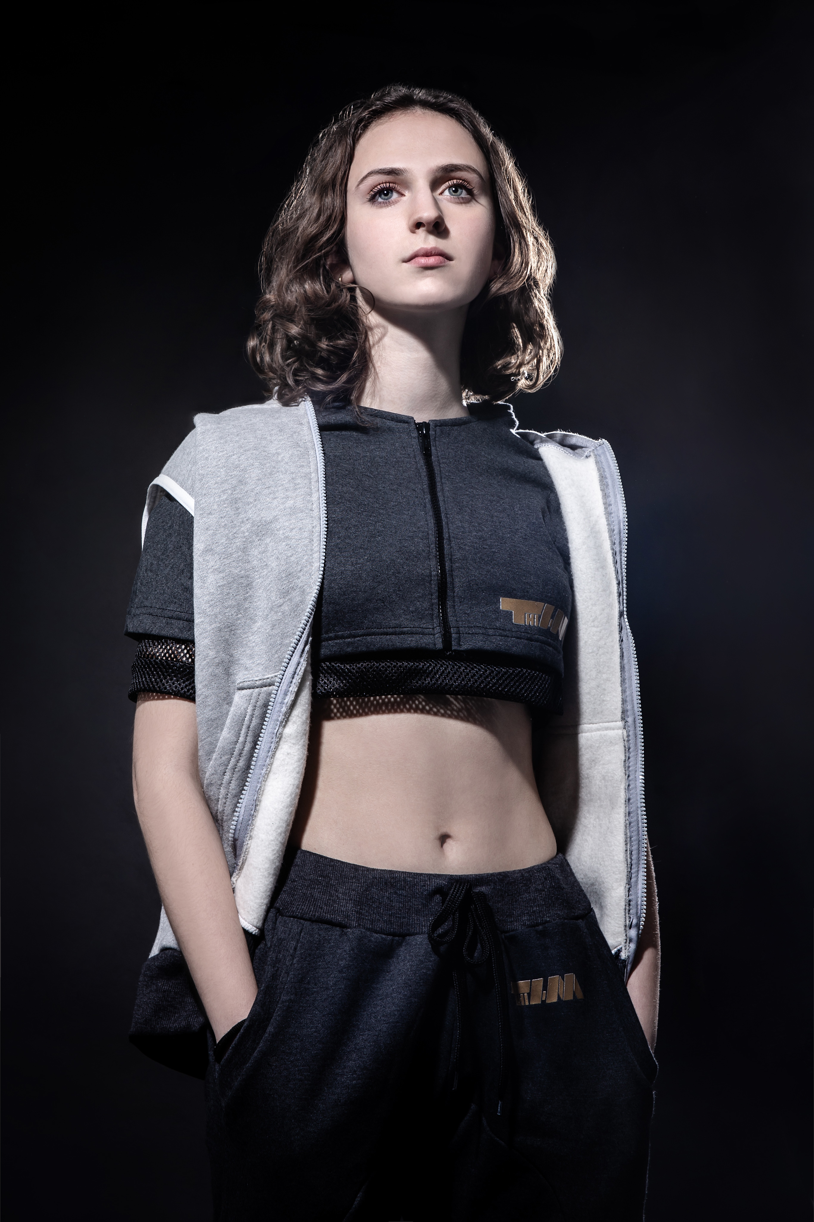 2xME female hoodie anthracite 2in1