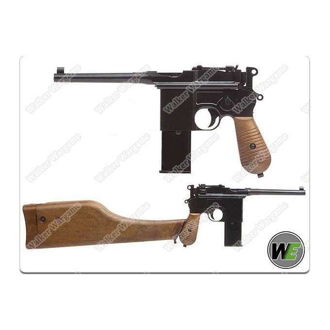 WE Broomhandle Mauser C96 M712 Gas Blow Back Airsoft Pistol With Butt