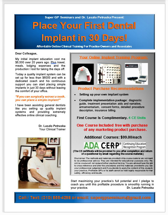 Simple Implant Placement Course (4 CE Units) Simple Implant Placement Course (4 CE Units)