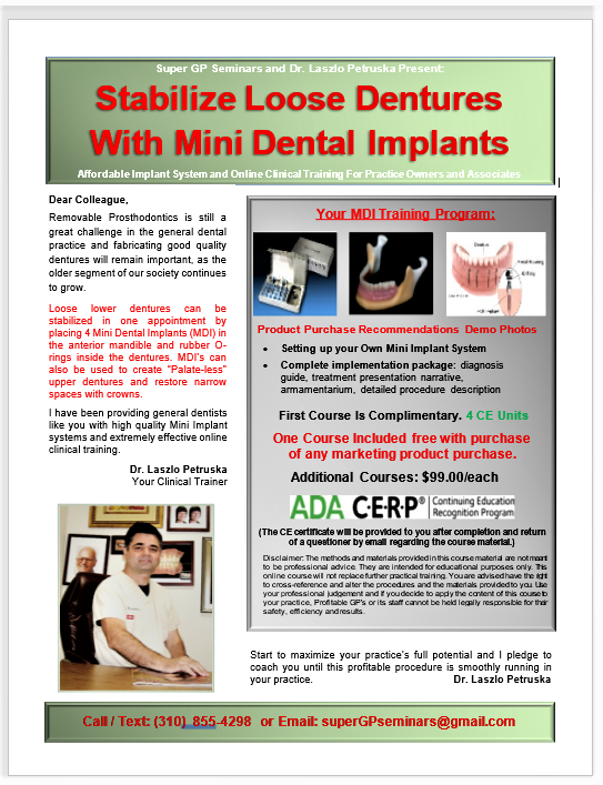 Mini Dental Implant Course (4 CE Units) Mini Dental Implant Course (4 CE Units)