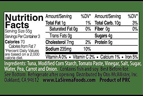 La Sirena Tuna Chunk with vegetables 5 oz (12 units pack)