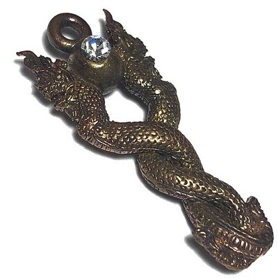 Paya Nak Giaw Loi Ongk - Nuea Tong Daeng Thuean fang Ploi Sek Sacred Copper Alloy with Gemstone Insert Run Traimas 2554 BE Luang Por Goey Chutima - Samnak Wat Pha Daeng Paya Nak Giaw Loi Ongk - Nuea Tong Daeng Thuean fang Ploi Sek Sacred Copper Alloy with Gemstone Insert Run Traimas 2554 BE Luang Por Goey Chutima - Samnak Wat Pha Daeng