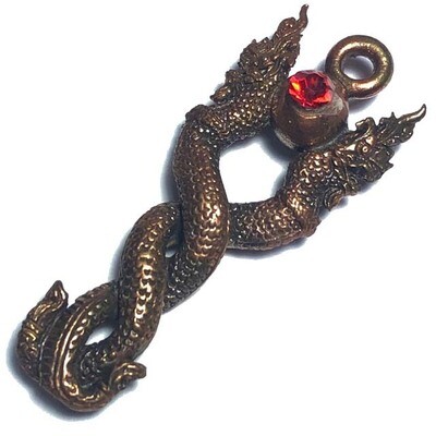 Paya Nak Giaw Loi Ongk - Nuea Tong Daeng Thuean fang Ploi Sek Sacred Copper Alloy with Gemstone Insert Run Traimas 2554 BE Luang Por Goey Chutima - Samnak Wat Pha Daeng Paya Nak Giaw Loi Ongk - Nuea Tong Daeng Thuean fang Ploi Sek Sacred Copper Alloy with Gemstone Insert Run Traimas 2554 BE Luang Por Goey Chutima - Samnak Wat Pha Daeng