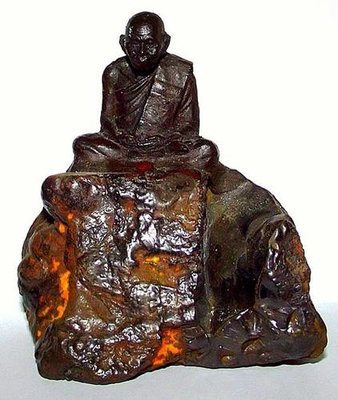 Adamantine Bucha Statue of the Great Master Por Tan Klai on a piece of Lek Lai - 3 x 3.6 Inches - Blessed by LP Khai & the Khao Or Masters Adamantine Bucha Statue of the Great Master Por Tan Klai on a piece of Lek Lai - 3 x 3.6 Inches - Blessed by LP Khai & the Khao Or Masters