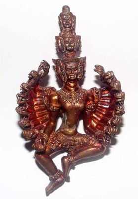 Pra Narai Batiharn Perd Loke Nuea Taewaroop Khom Pan Pi (16 arms 9 heads Vishnu) - Seven Colored 1000 Year Old Khmer Sacred Metal 4 x 7 Cm - Luang Phu Pa 2553 BE Pra Narai Batiharn Perd Loke Nuea Taewaroop Khom Pan Pi (16 arms 9 heads Vishnu) - Seven Colored 1000 Year Old Khmer Sacred Metal 4 x 7 Cm - Luang Phu Pa 2553 BE