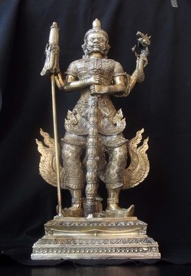 Taw Waes Suwan Tri Plab Pela (Three Legged Asura King of Wealth) - 19 Inch High Bucha Statue 10 amulets in base - 'Nam Rerk' - Wat Na Pra Meru Blessed by Pra Ajarn Ord & 96 Guru Monks - only 139 made Taw Waes Suwan Tri Plab Pela (Three Legged Asura King of Wealth) - 19 Inch High Bucha Statue 10 amulets in base - 'Nam Rerk' - Wat Na Pra Meru Blessed by Pra Ajarn Ord & 96 Guru Monks - only 139 made