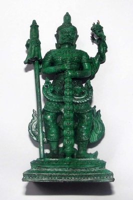 Roop Lor Taw Waes Suwan Tri Plab Pela (Three Legged Asura King of Wealth) - 4.6 Inch High Bucha Statue - Sacred Bronze with Green Patina - Wat Na Pra Meru - Blessed by Pra Ajarn Ord & 96 Guru Monks Roop Lor Taw Waes Suwan Tri Plab Pela (Three Legged Asura King of Wealth) - 4.6 Inch High Bucha Statue - Sacred Bronze with Green Patina - Wat Na Pra Meru - Blessed by Pra Ajarn Ord & 96 Guru Monks