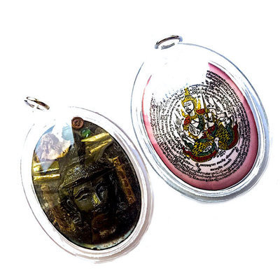 Tewada Long Hong (Paetch Payatorn) - Pink Face Jumbo Locket- 1 Rak Sorn Flower, 1 Deva, 1 Black Pearl 6 Takrut - Nia Kajia Maha Sanaeh 2554 BE edition - Luang Phu In Tewada Long Hong (Paetch Payatorn) - Pink Face Jumbo Locket- 1 Rak Sorn Flower, 1 Deva, 1 Black Pearl 6 Takrut - Nia Kajia Maha Sanaeh 2554 BE edition - Luang Phu In