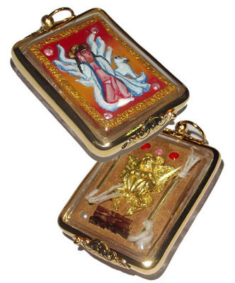 Taep Jing Jork Gao Hang (Nine Tail Fox) Ongk Kroo 9 Gems 5 Takrut 4 Pearls + Taep Jamlaeng (Hand Painted Red Version) - Nia Kajia 2554 BE Edition - Luang Phu In - Wat Nong Meg Taep Jing Jork Gao Hang (Nine Tail Fox) Ongk Kroo 9 Gems 5 Takrut 4 Pearls + Taep Jamlaeng (Hand Painted Red Version) - Nia Kajia 2554 BE Edition - Luang Phu In - Wat Nong Meg