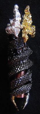 Takrut Nak Giaw - Naga Charm for increasing Riches and Protection from Danger - Nuea Samrit Chup Black Chromium - Wai Kroo 53 Edition - LP Naen Kampiro - Wat Ban Kaset Thung Sethee Takrut Nak Giaw - Naga Charm for increasing Riches and Protection from Danger - Nuea Samrit Chup Black Chromium - Wai Kroo 53 Edition - LP Naen Kampiro - Wat Ban Kaset Thung Sethee