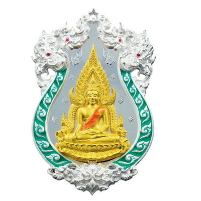 Rian Chalu Pra Putta Chinarat 'Jom Rachan' (Warrior King) edition 2555 BE - Nuea Ngern Long Ya Si Khiaw (Solid Silver + Gold Buddha with Green Enamel) - Wat Pra Sri Radtana Maha Tat Rian Chalu Pra Putta Chinarat 'Jom Rachan' (Warrior King) edition 2555 BE - Nuea Ngern Long Ya Si Khiaw (Solid Silver + Gold Buddha with Green Enamel) - Wat Pra Sri Radtana Maha Tat