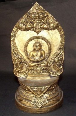 Pra Sangkajjayana Buddha with Pra Rahu, Nagas and Pra Sivali Arahant on rear face - 9 Inch high x 5 Inches wide Bucha - Luang Por Tong Parn - Wat Pha Na Ngua Pra Sangkajjayana Buddha with Pra Rahu, Nagas and Pra Sivali Arahant on rear face - 9 Inch high x 5 Inches wide Bucha - Luang Por Tong Parn - Wat Pha Na Ngua