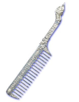 Hwee Maha Mongkol (Large) Money Comb of Great Blessings with Naga Head Handle - Nuea Ngern (Solid Silver) - Luang Phu Maha Kam Daeng - Sadta Mongkol Edition 2555 BE Hwee Maha Mongkol (Large) Money Comb of Great Blessings with Naga Head Handle - Nuea Ngern (Solid Silver) - Luang Phu Maha Kam Daeng - Sadta Mongkol Edition 2555 BE