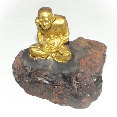 Luang Por Tuad sitting on Lek Lai Adamantine substance (Gold Painted) - Bucha Statue 4 x 2 x 2.5 Inches - Blessed by Luang Phu Khai, Luang Por Prohm, and other Khao or Master Monks Luang Por Tuad sitting on Lek Lai Adamantine substance (Gold Painted) - Bucha Statue 4 x 2 x 2.5 Inches - Blessed by Luang Phu Khai, Luang Por Prohm, and other Khao or Master Monks