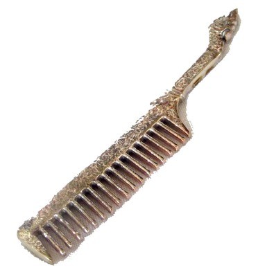 Hwee Maha Mongkol (Small 6.2 Cm) Money Comb of Great Blessings with Naga Head Handle - Nuea Tong Khaw (Silver Alloy) - Luang Phu Maha Kam Daeng - Sadta Mongkol Edition 2555 BE Hwee Maha Mongkol (Small 6.2 Cm) Money Comb of Great Blessings with Naga Head Handle - Nuea Tong Khaw (Silver Alloy) - Luang Phu Maha Kam Daeng - Sadta Mongkol Edition 2555 BE