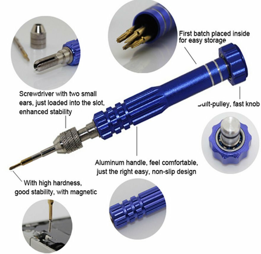 5en1 Tournevis de précision Outil Réparation téléphone 5in1 Torx cruciforme plat